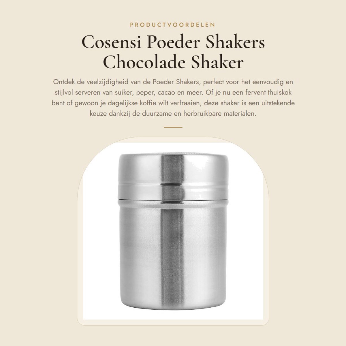 Dailygoods- Poeder Shaker Herbruikbaar - Chocolade Shaker - Suikerstrooier - Peperdispenser - Cacaopoeder Shaker - Duurzaam Materiaal - Suikerpot