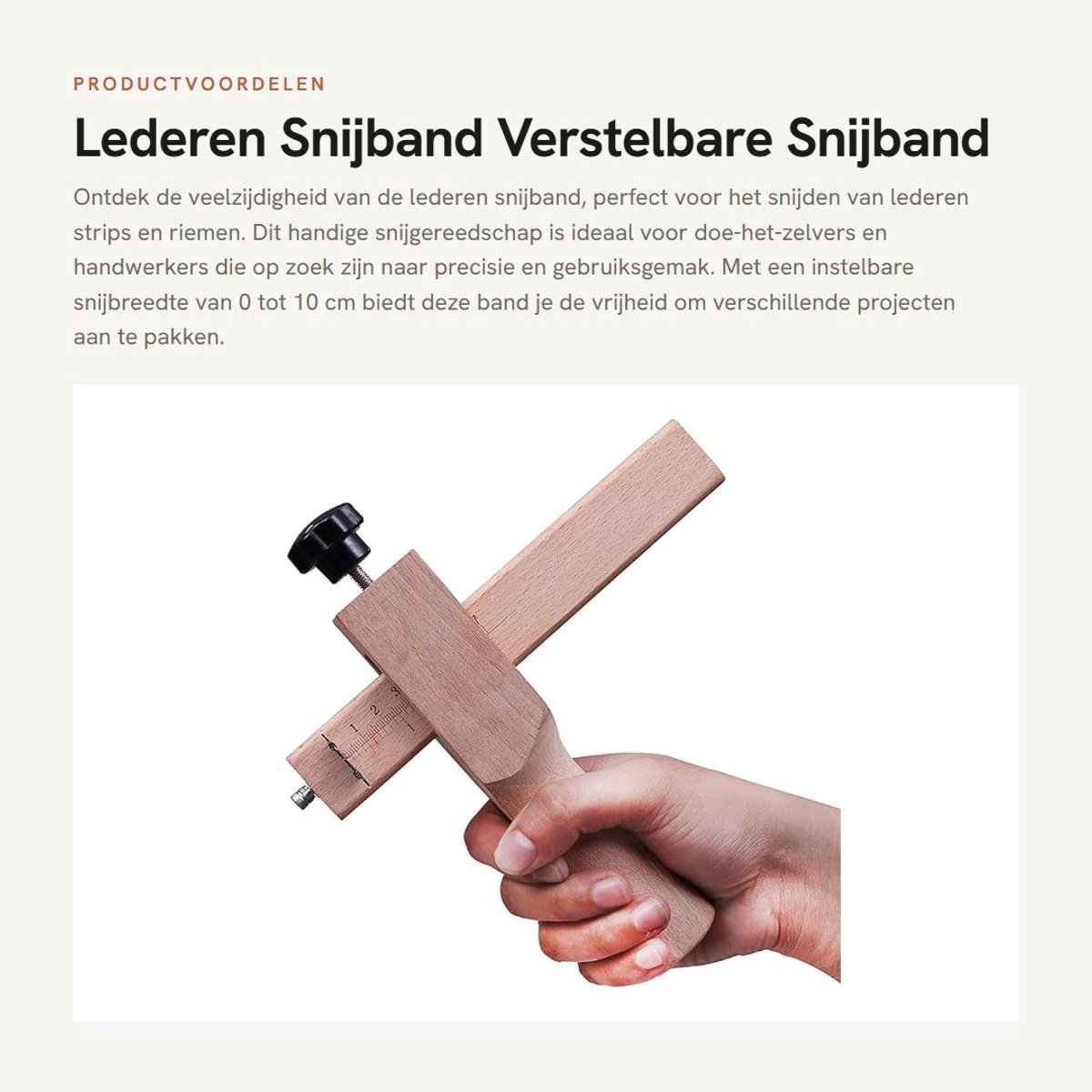 Dailygoods- Snijband Verstelbaar - Snijgereedschap Hout - Lederen Strips - 5 Messen - Eenvoudig te Bedienen - Snijbreedte 0-10 cm