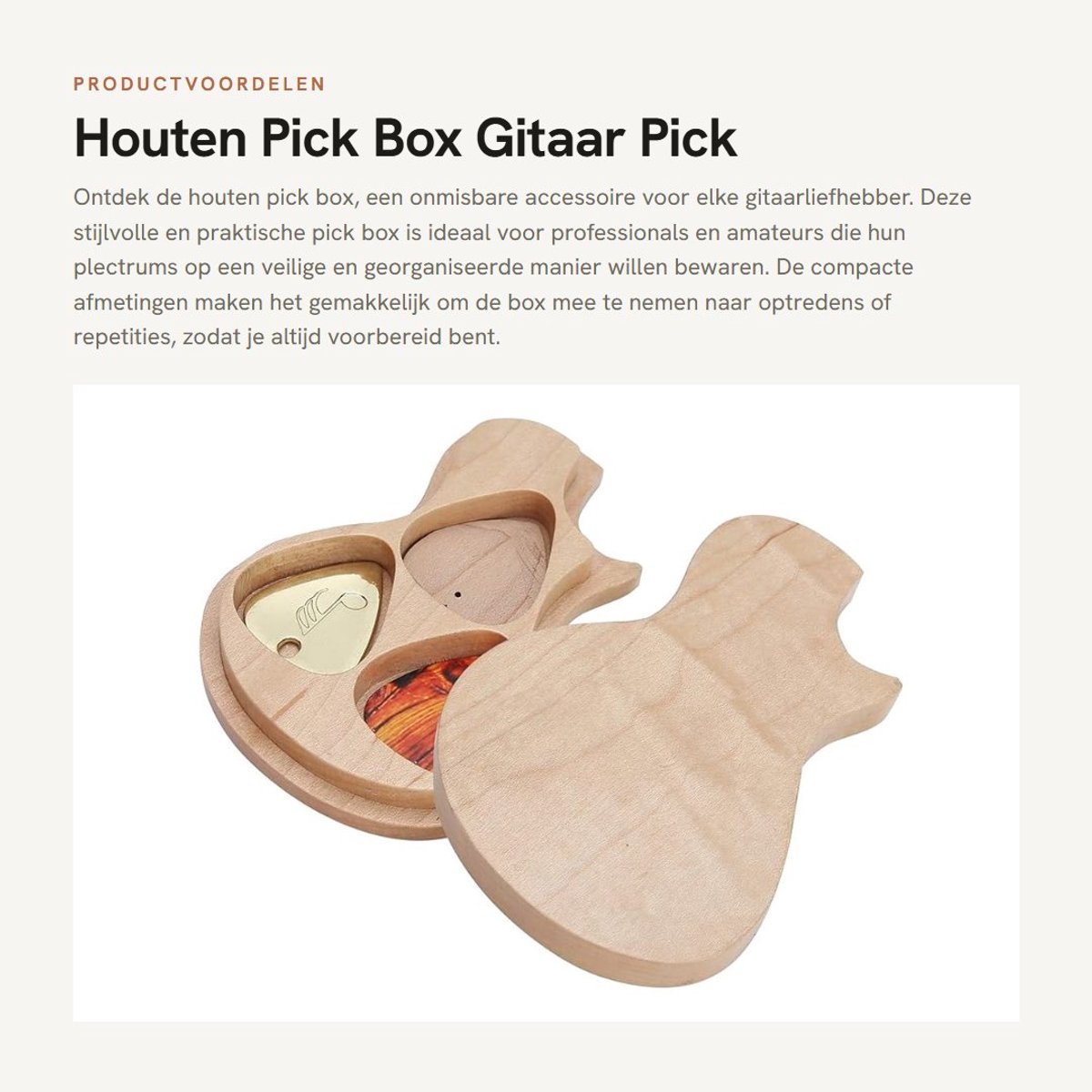 Dailygoods- Pickbox Houten - Gitaar Pickbox - Praktisch voor Professionals - Instrumentliefhebbers - Bands - Mooi Ontwerp - Picks
