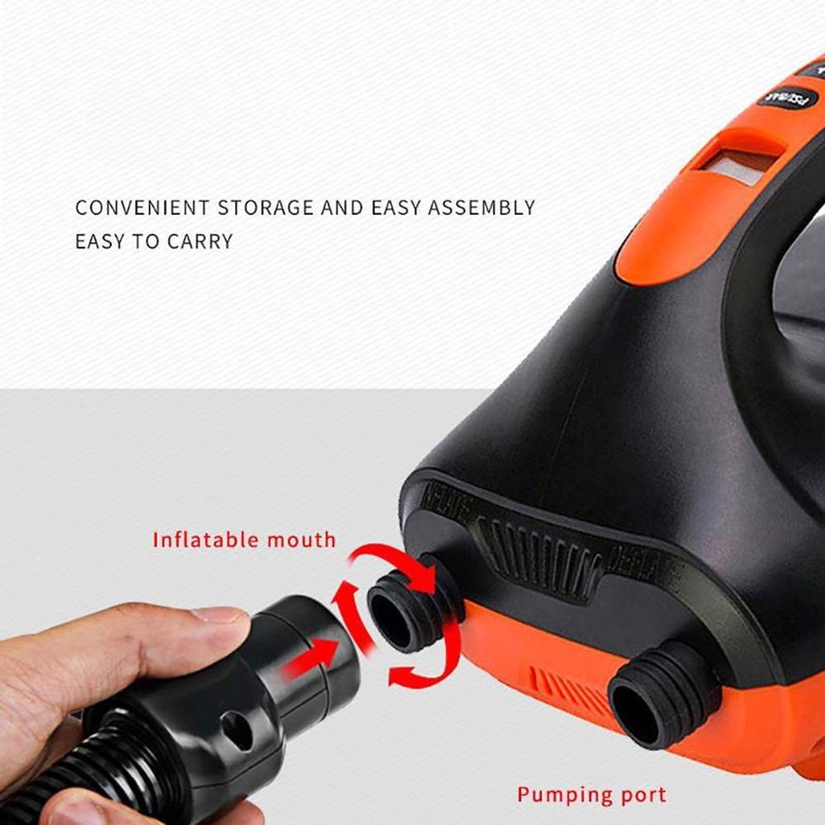Dailygoods Elektrische luchtpomp - SUP luchtpomp 20 PSI - Automatische uitschakeling - Zwart - Hogedrukpomp - Ideaal voor paddleboot en luchtbed - C...