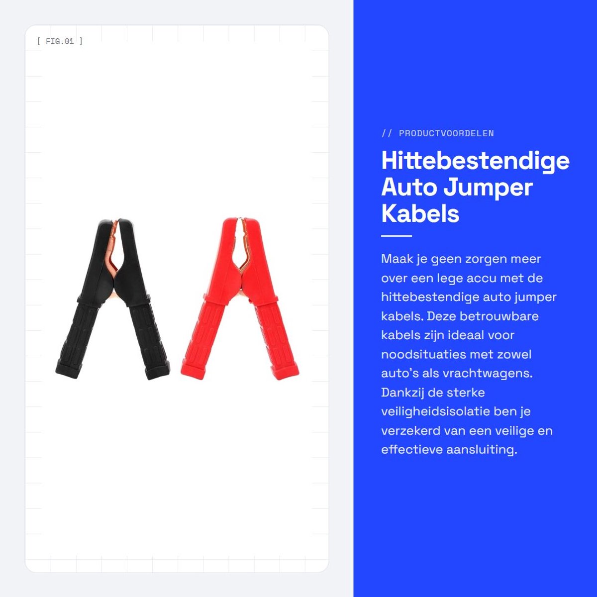 Dailygoods - Hittebestendige Auto Jumper Kabels - Veiligheidsisolatie - Zwart en Rood - Noodaccu - Voor Auto en Vrachtwagen