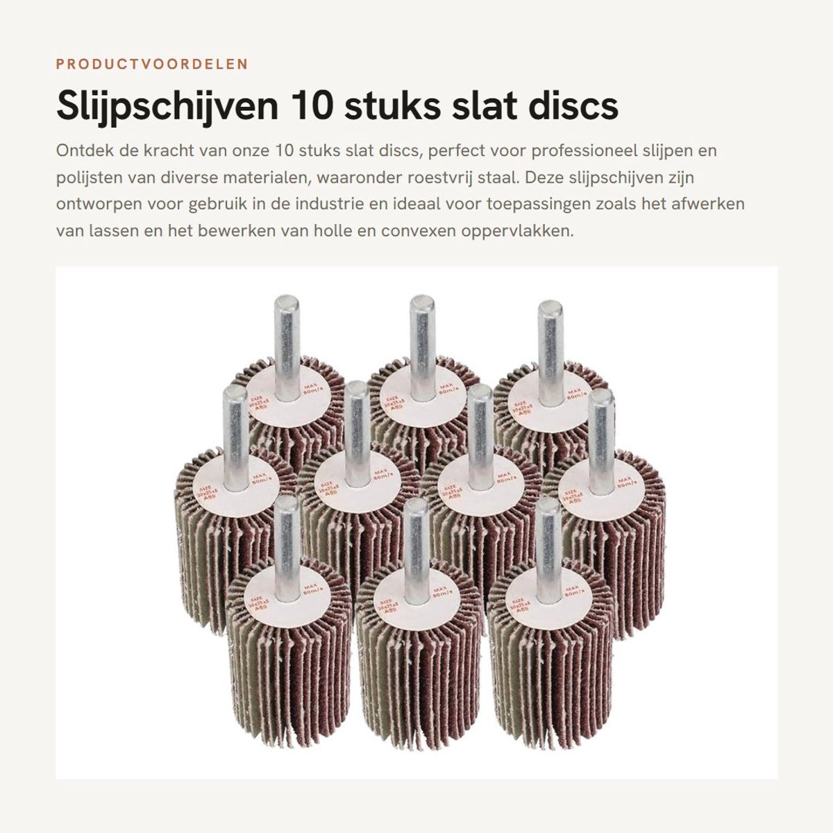 Dailygoods- Lamellenschijf 10 Stuks - Polijstpad - Schuurpapier - Ronde Slijpkop - 6mm Schacht - Hoogwaardige Materialen - Schuurpad