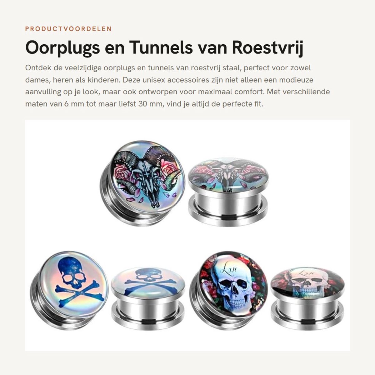Dailygoods- Roestvrij Staal Oorplugs - 6 Stuks - Hoogwaardig - Comfortabel - Geschenkdoos - Fijn Gepolijst