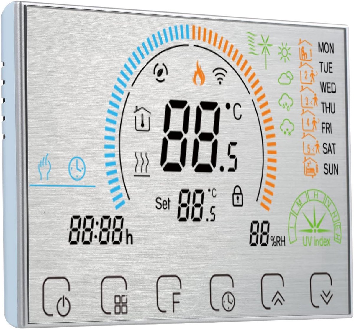Slimme Thermostaat - Verwarmingsthermostaat WiFi - Comfortabel Wonen - Programmeerbaar met 6 Periodes - 05°C Nauwkeurigheid - Grijs