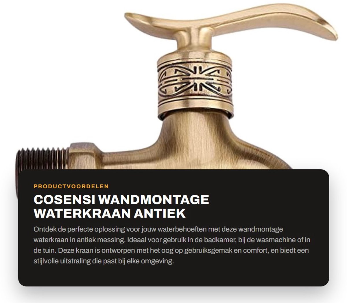 Dailygoods- Buitenkraan Ergonomisch Ontwerp - Buitenkraan Koud Water - Muurbeugel
