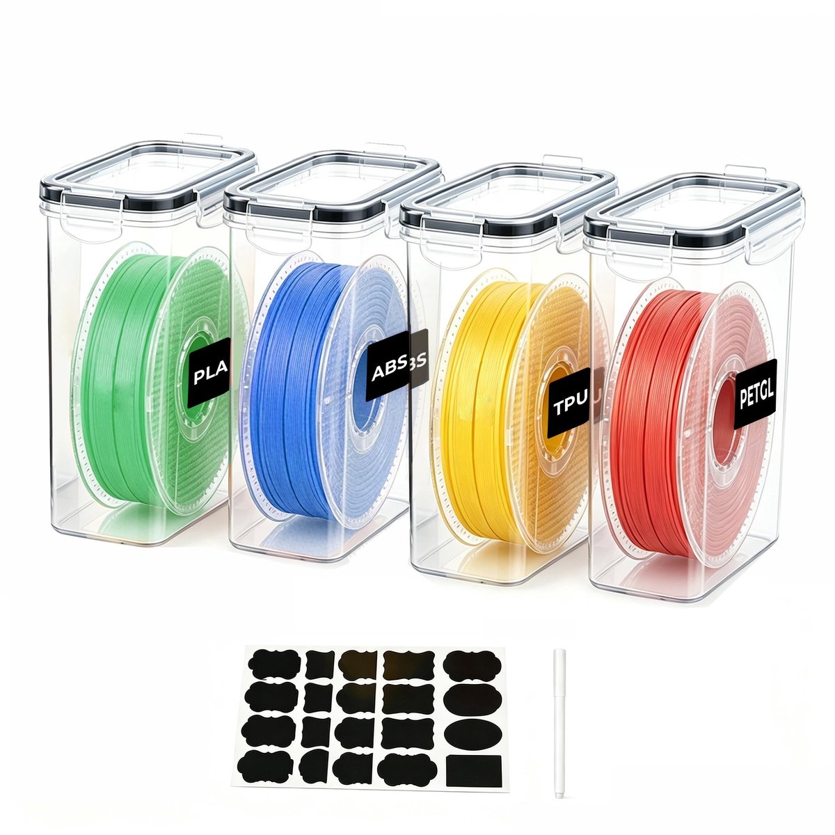 Dailygoods- Filament-opbergdoos 4 l - Opbergdozen met deksel - Vochtwerend - Stofdicht - Transparant ontwerp - Inclusief droogmiddel en etiketten
