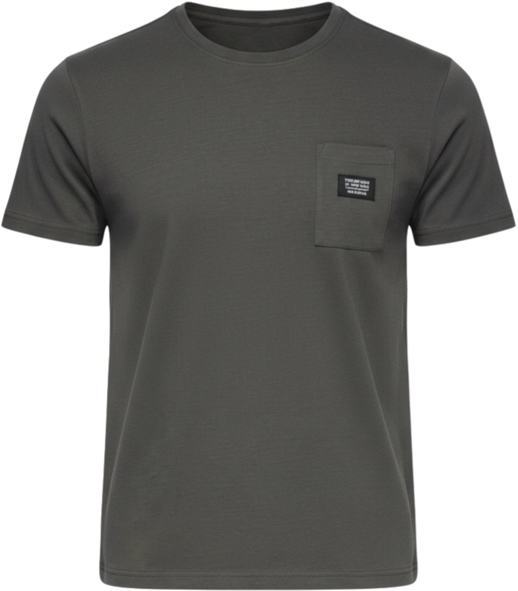 OMBRE T-shirt - Regular Fit - Katoen - Korte Mouw Donkergrijs XL