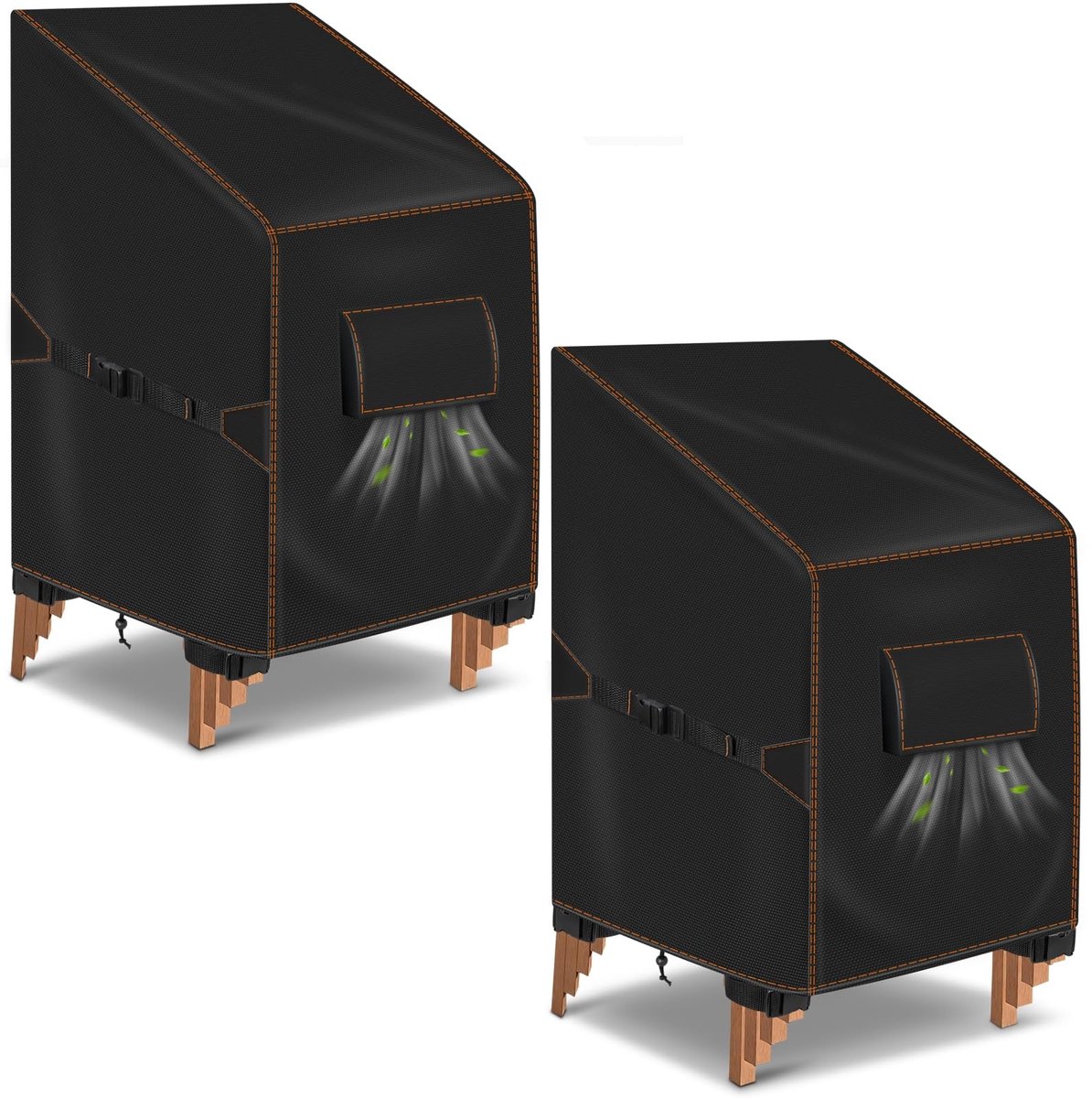 Dailygoods- Tuinstoelhoes Waterdicht - 2 Stuks - UV-bestendig - Winddicht - Winterbestendig - Geschikt voor stapelstoelen - 64 x 64 x 70/120 cm - Afdekhoes