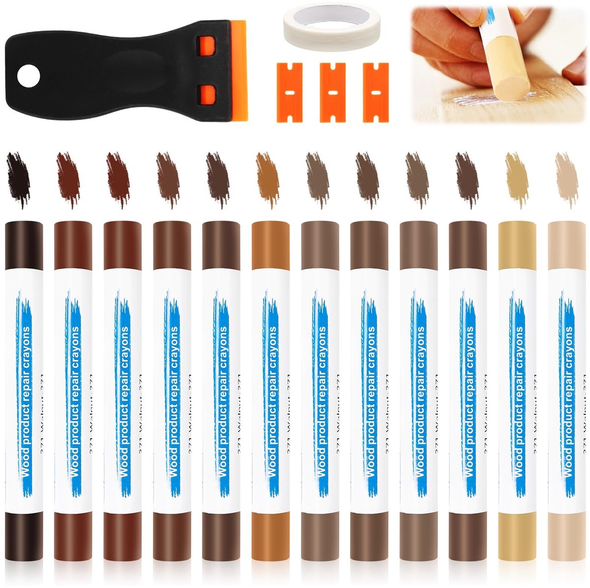 Dailygoods - Reparatieset voor Laminaat - 12 Kleuren Harde Was voor Meubel- en Vloerreparaties