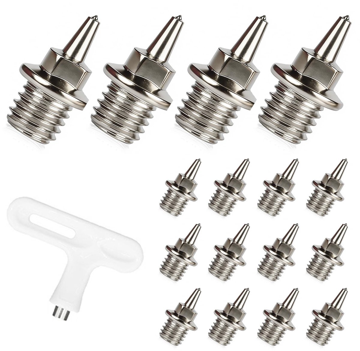 Dailygoods - 16 stuks stalen spijkers voor loopschoenen, 12 mm punten voor atletiek sprint en training, met 1 sleutel voor nagels, geschikt voor racebaan en veld