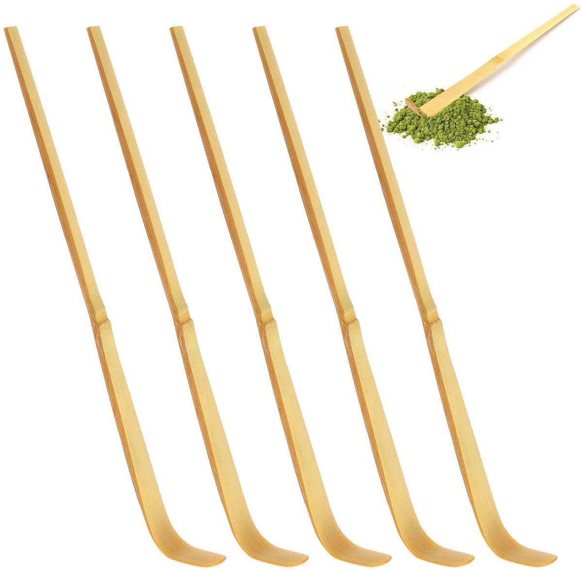 Dailygoods- Matcha-lepel 5 Stuks - Bamboe - Traditionele Chashaku - 18 cm - Ceremonieel - Nauwkeurige Dosering - Theelepel