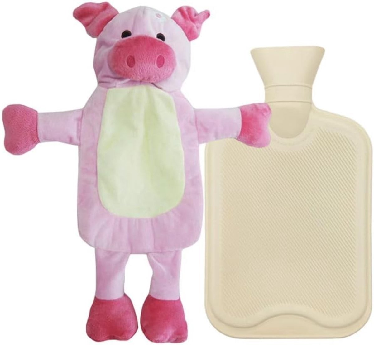 Dailygoods - Warmwaterkruik met hoes, warmwaterkruik groot, 1 liter, kinderwarmwaterkruik, knuffeldier, bedfles voor kinderen, warmwaterkruik dier, zachte pluiswarmwaterkruik, rubberen warmwaterkruik, premium