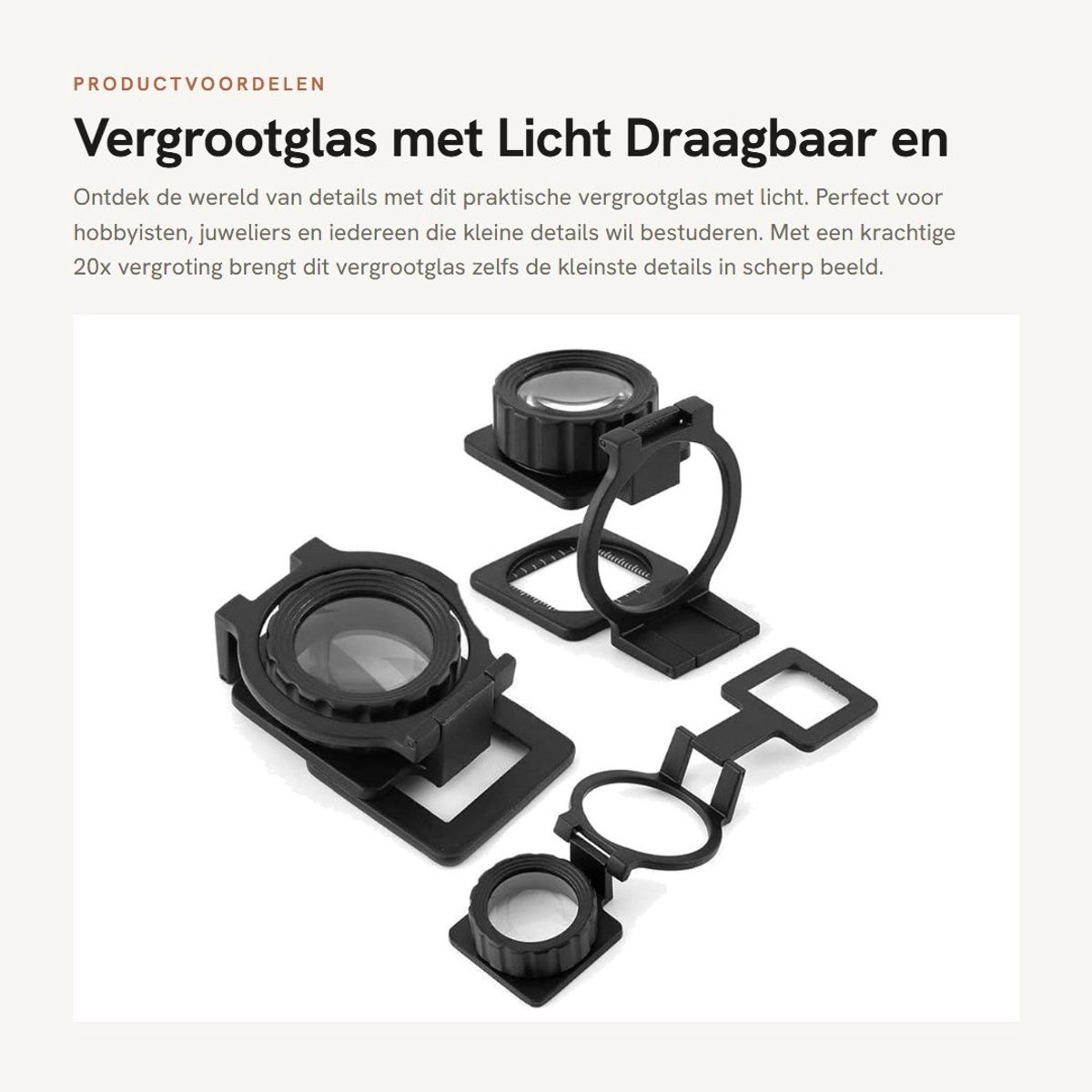 Dailygoods - Vergrootglas met Licht - Draagbaar en Opvouwbaar - 20x Vergroting - Compact Design - Geschikt voor Juwelen en Horloges - Handig voor Deta...