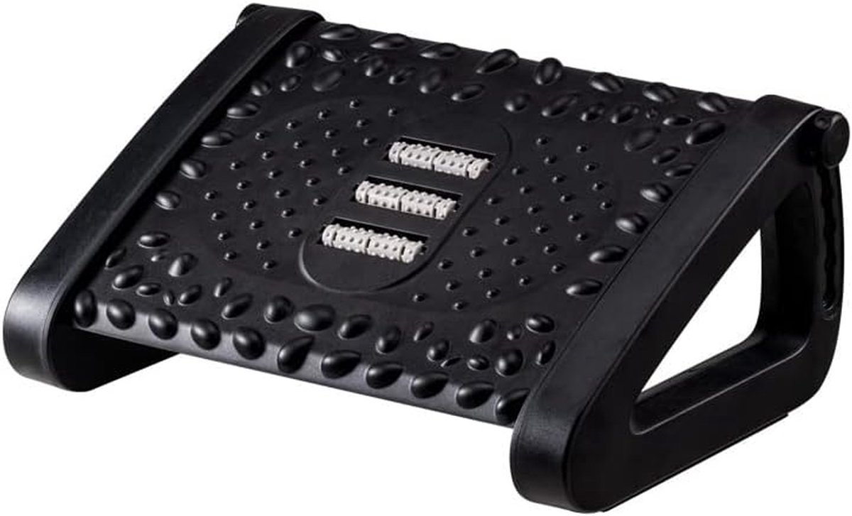 Voetstapkruk - Voetenbankje - Onder bureau - Met massageroller - 43 x 33 x 20 cm - Zwart