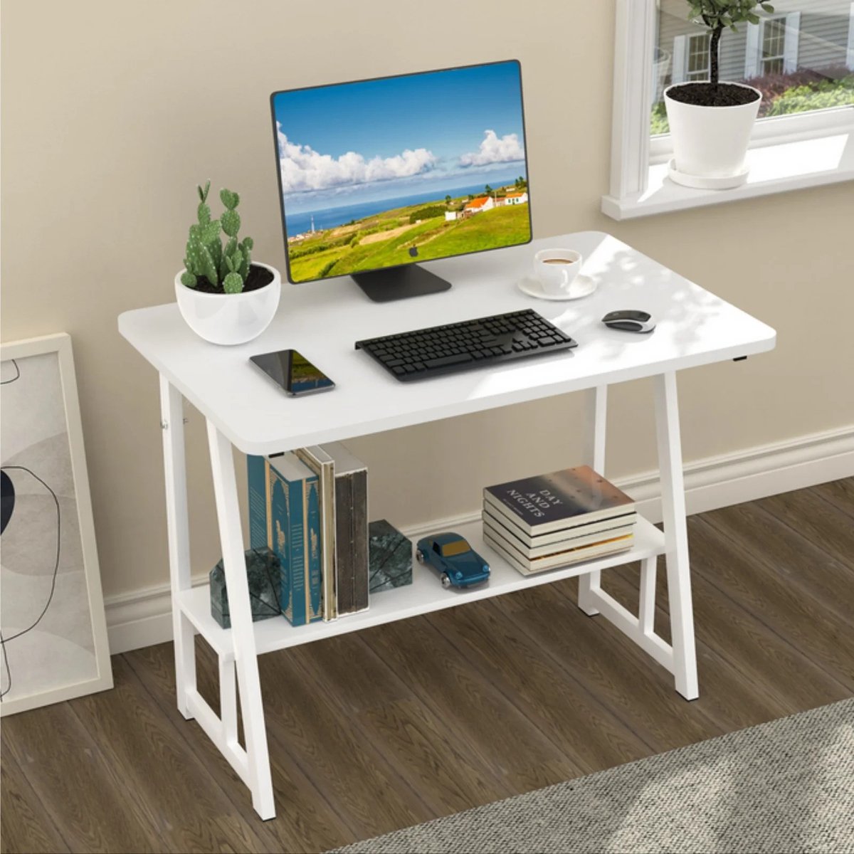 Dailygoods Computerbureau, opklapbare keukentafel, klein bureau, 80x50x73cm, houten meubilair voor vergaderruimte, gamek