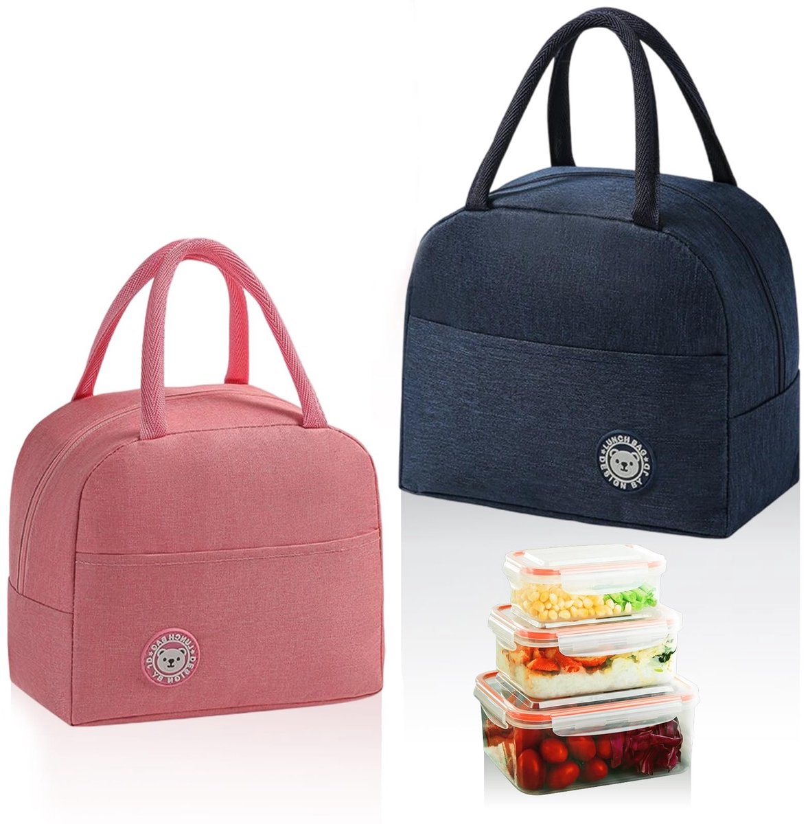 Dailygoods- Lunchtas Geïsoleerd - Opvouwbare Koeltas - Draagbare Lunchbox - 23 x 21 x 13 cm - Voor Werk/Picknick - Houdt Maaltijden Warm/Koud