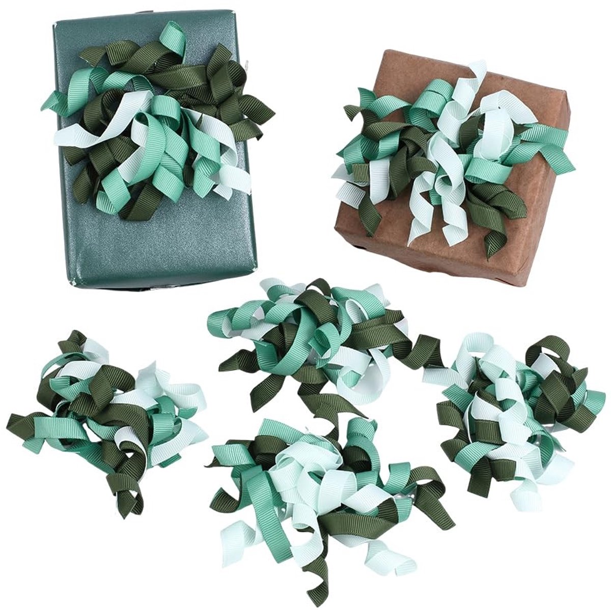 Dailygoods- Strikken 16 stuks - Geschenkdecoratie - Bruiloftsaccessoires - Verjaardagszakjes - Saliegroene Bloemenkroon - Polyester materiaal - Cadeauversiering
