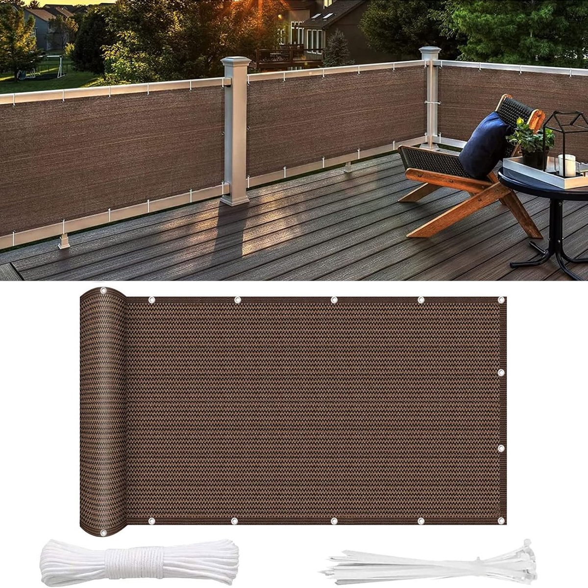 Inkijkbescherming Balkon - Privacy Scherm - Meer Privacy - UV Bestendig - 55 x 250 cm - Br