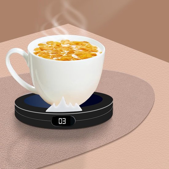 Kopverwarmer - Warme Dranken Plaat - Dranken Warm Houden - Automatische Uitschakeling - 13x13cm - Zwart — afbeelding 3