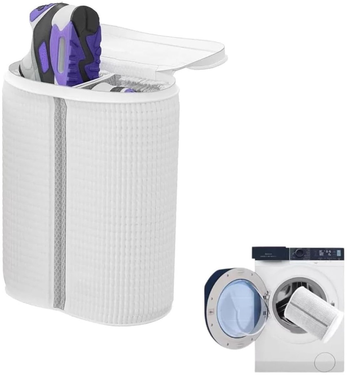 Dailygoods - Waszak voor alle soorten sportschoenen en gymschoenen, zak van duurzaam net met ritssluiting voor veilig wassen, herbruikbaar, hoog