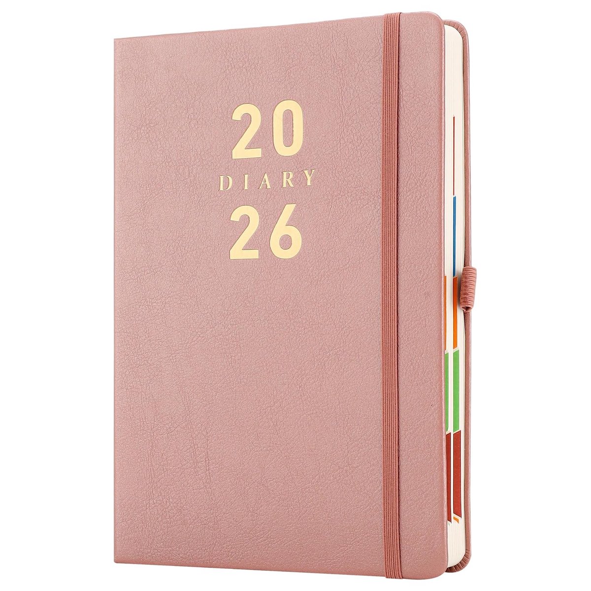 Dailygoods- Dagboek A5 2026 - Dagelijkse Planner - Agenda - Hardcover - 12 Maanden - Pen Houder - Kleur Side Tabs