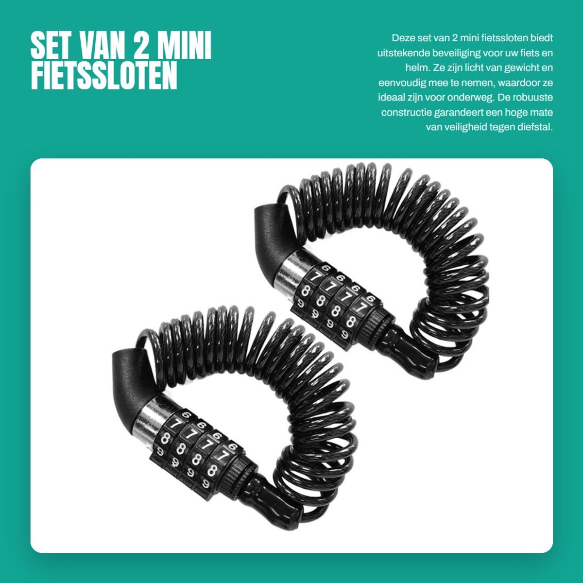 Dailygoods- Fietsslot Hoge Veiligheid - Mini-Fietsslot - Helmslot - 4-Cijferige Code - Zinklegering - Anti-Roest