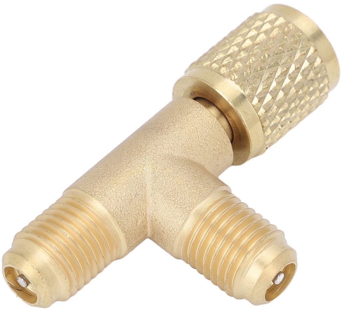 Dailygoods- Snelkoppeling T-adapter - Messing - 1/4 inch SAE - Geschikt voor R22/R12/R134 - Robuuste structuur - Hoge betrouwbaarheid