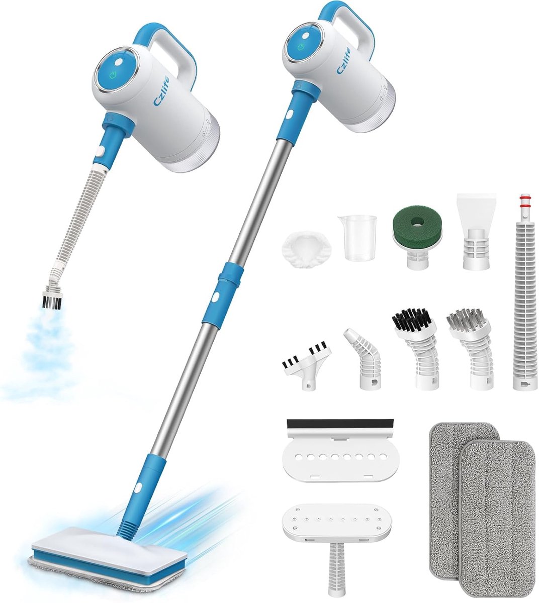 13-in-1 Stoomdweil, handstoomreiniger voor huis- en vloerreiniging, vloerstomers voor hardhout en tegels met accessoires, elektrische dweil voor gelamineerde voegmortel