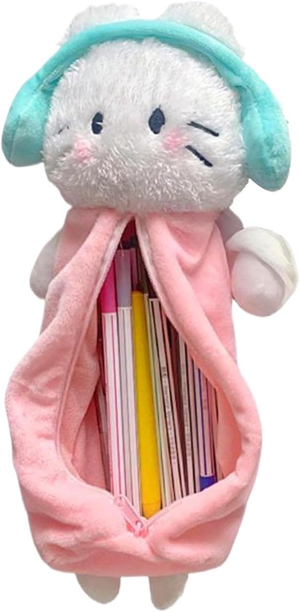 Kat Potlood Pouch - Pluche Briefpapier Tas - School Organisatie - Schattig 3D Ontwerp - 26 cm - Niet gespecificeerd