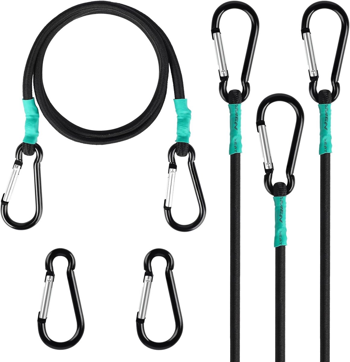 Bungeekoorden met haken - Elastische koorden Spanbanden - Vracht Vastzetten - Roestbestendige karabijnhaken - 914 cm - Zwart