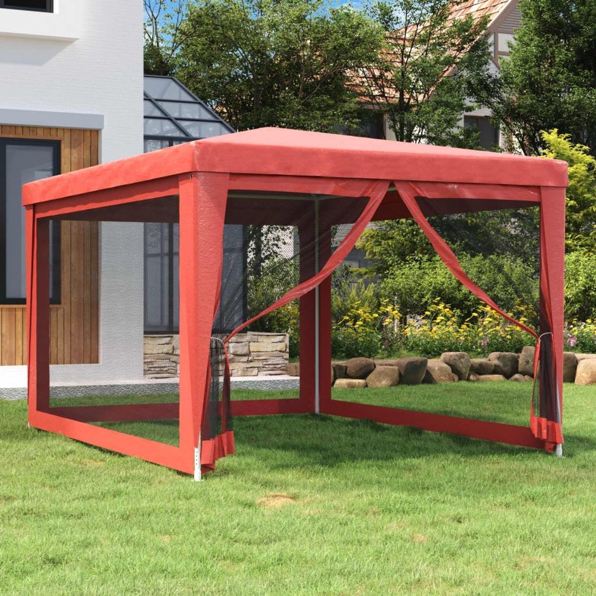 Partytent - Feestdak - Buitenfeesten organiseren - Waterdicht HDPE dak - 3 x 4 meter - Rood