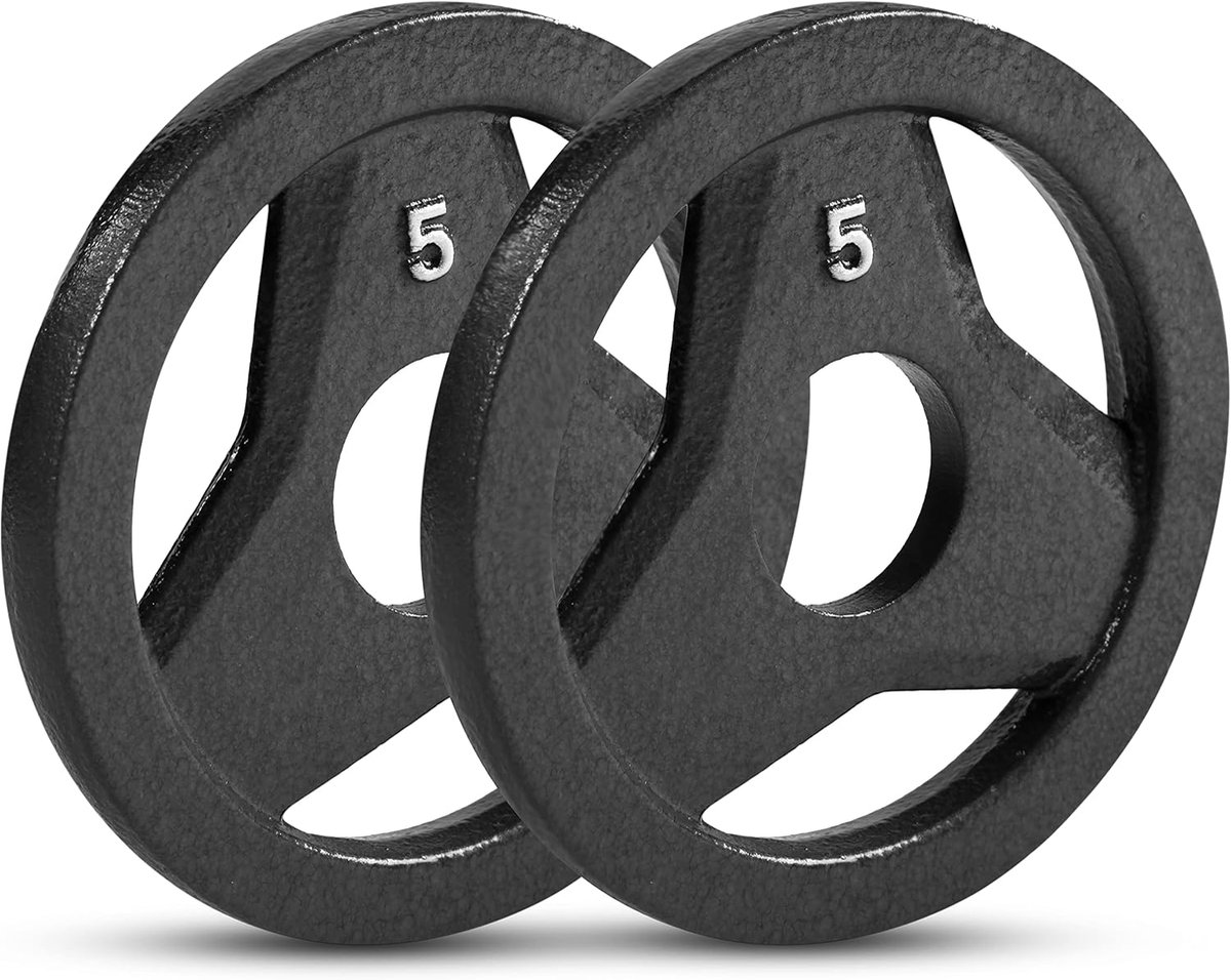 Gietijzeren Olympische 2-inch gripplaat 23 kg - Set van 2 platen voor gewichtheffen en CrossFit