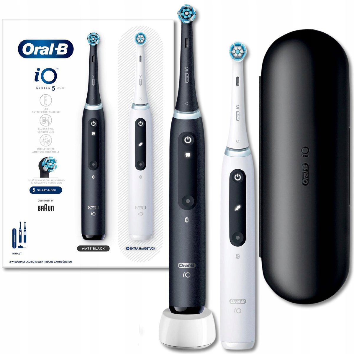 Oral-B iO Series 5 Duo - Elektrische Tandenborstel - 2 stuks - Zwart & Wit - Bluetooth