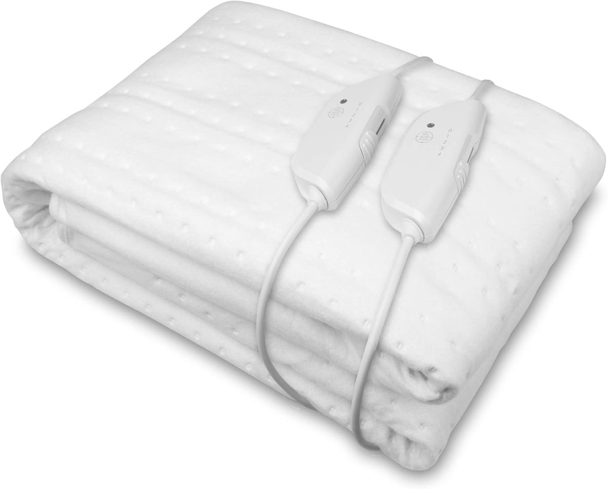 Elektrische Onderdeken - Warmteonderdeken Bed - Gezellig Warm - Dubbele Bediening - 150 x 160 cm - Wit