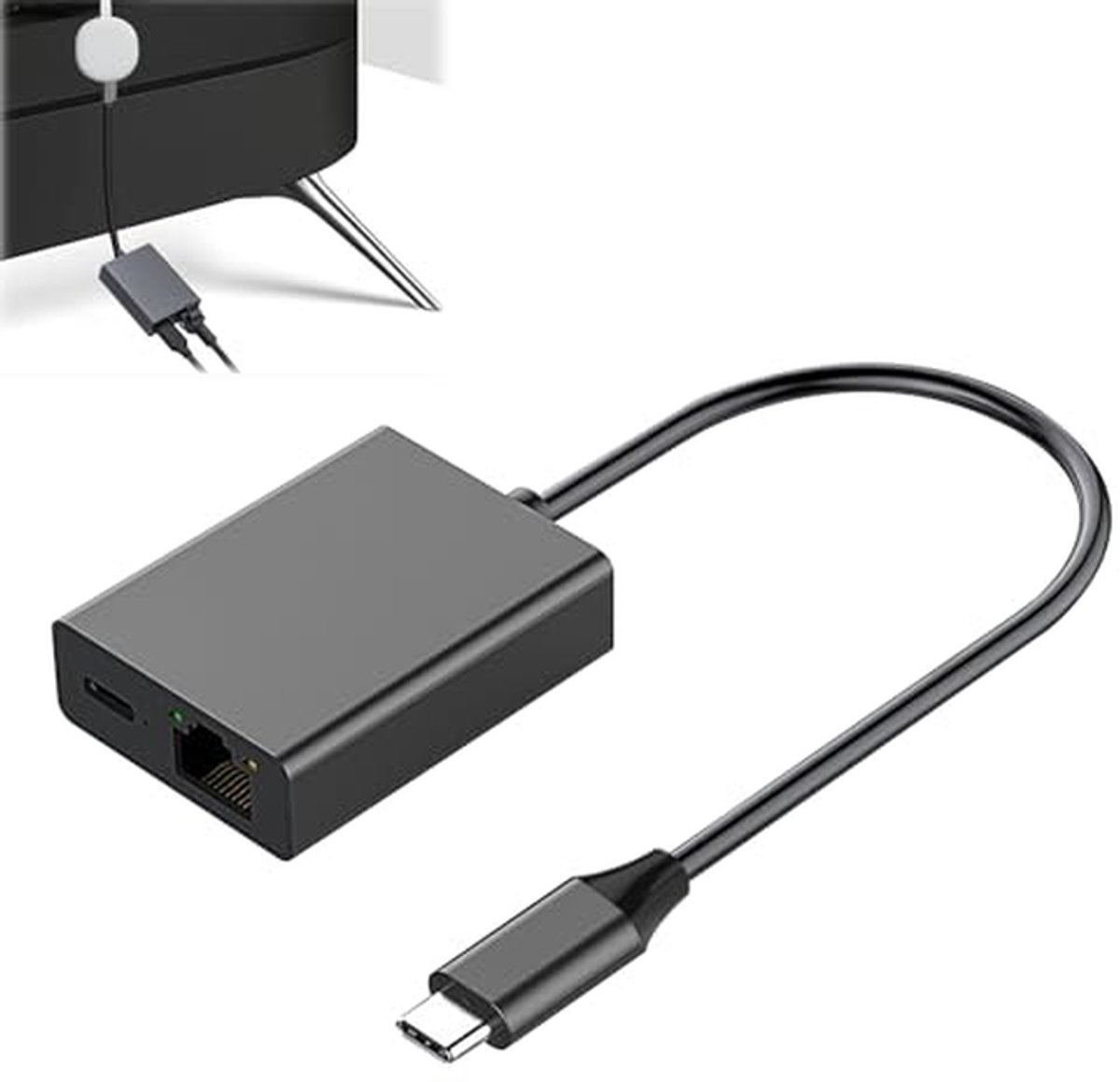 USB C Ethernet Adapter - LAN Adapter - Stabiel Streamen - 100W Snelladen - 1000 Mbps - Grijs