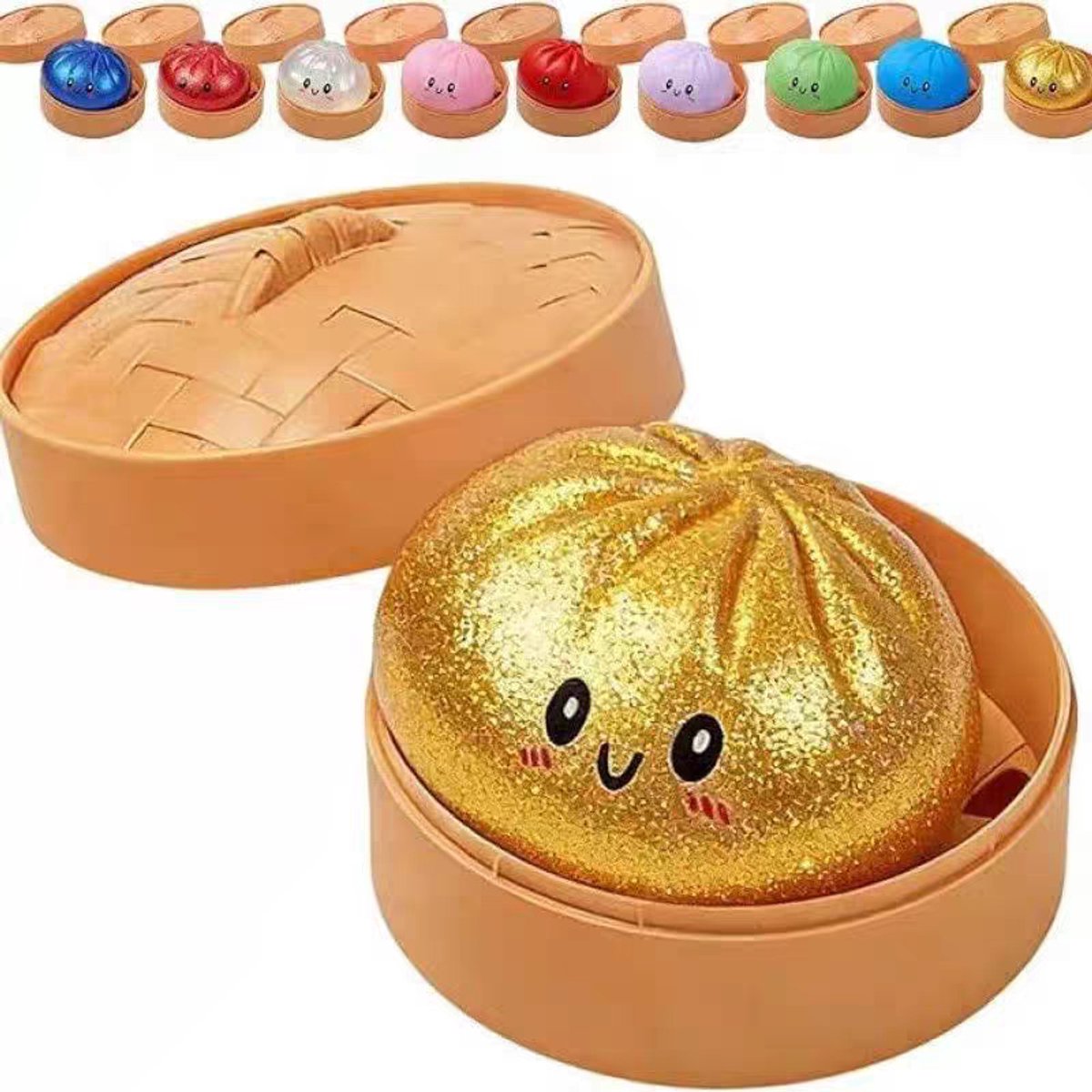 Cokar - squishy - Fidgets - fidget toys - dumpling squishy - dumpling - Groot Dumpling squishy speelgoed met stoombox - dumpling squishy groot - stressbal - fidget - squishies - 1 stuk - Geel