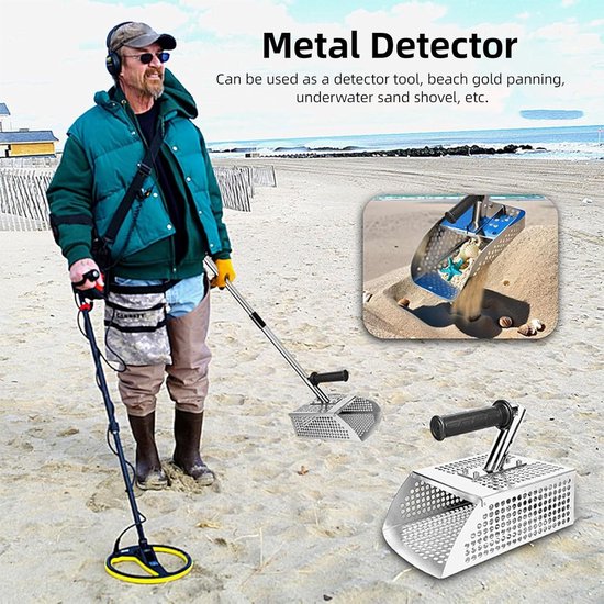Metalen Detector Zandschep - Strand Schep - Schatten Zoeken - Roestvrij Staal - 45 cm - Zilver — afbeelding 2