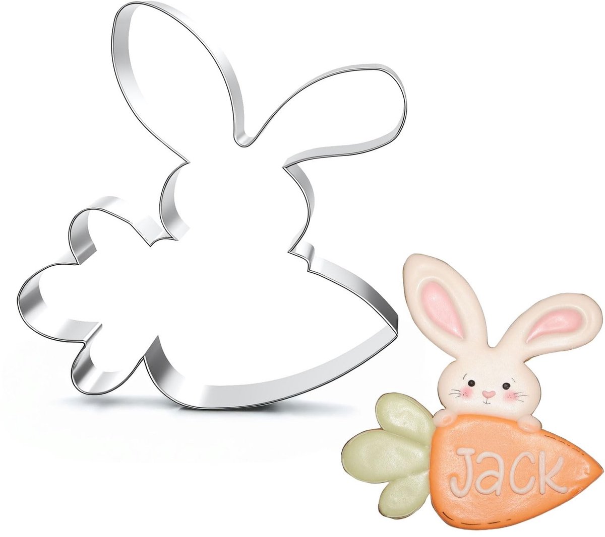 Dailygoods- Koekjessnijder konijntje 7,5 cm - Roestvrij staal - Paashaas - Koekjes snijden - Voedselveilig - Opbergdoos - Koekjesvormpje