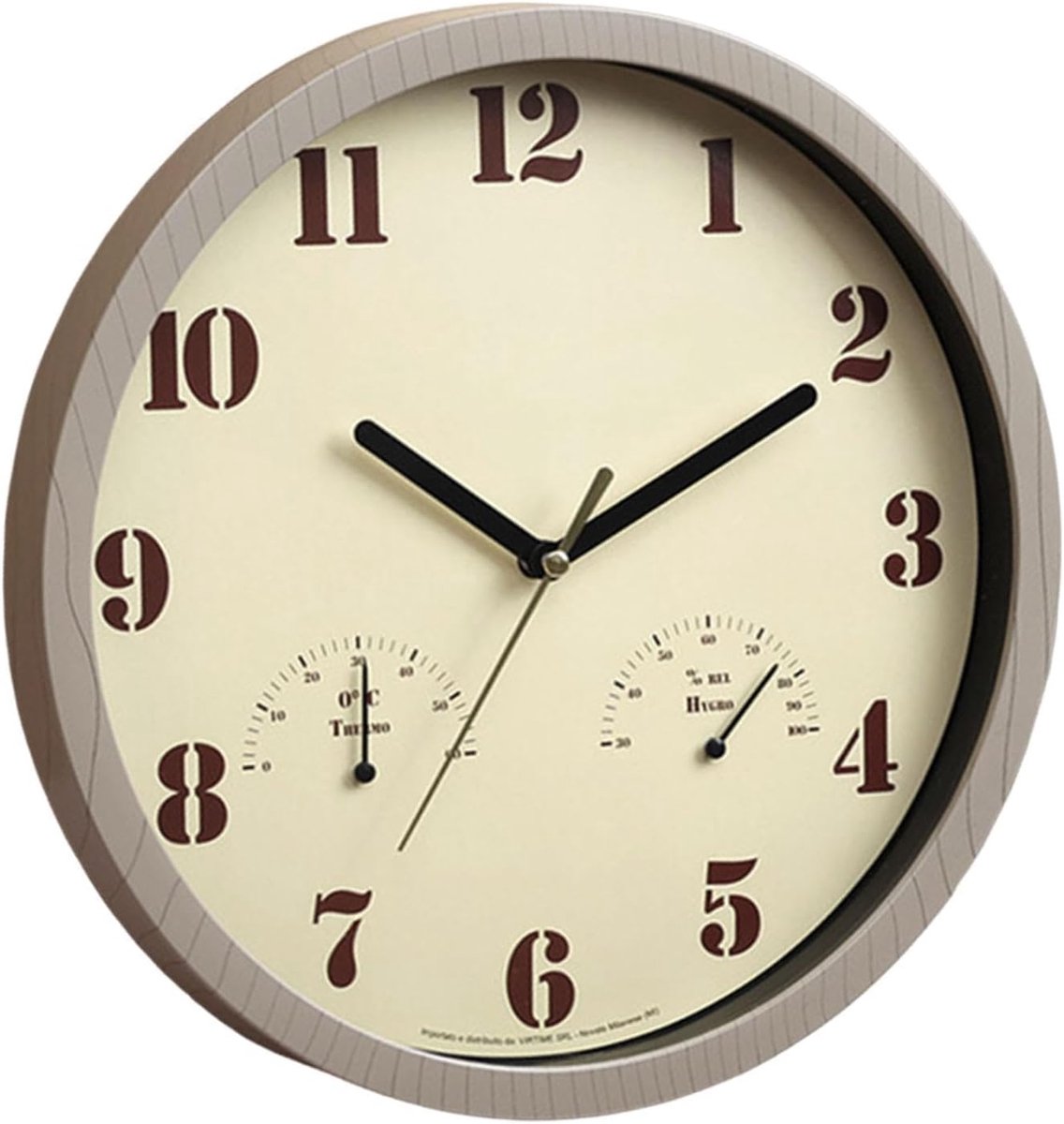 Wandklok Buiten - Decoratieve Klok - Tijd Weergeven - Inclusief Thermometer - 25.7cm Breed - Zwart