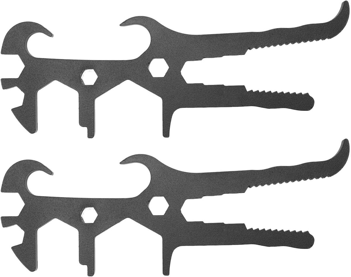 Metalen Emmeropener - Trommelsleutel Gereedschap - Deksel Openen - 14-in-1 Multifunctioneel - 2 Stuks - Metaal