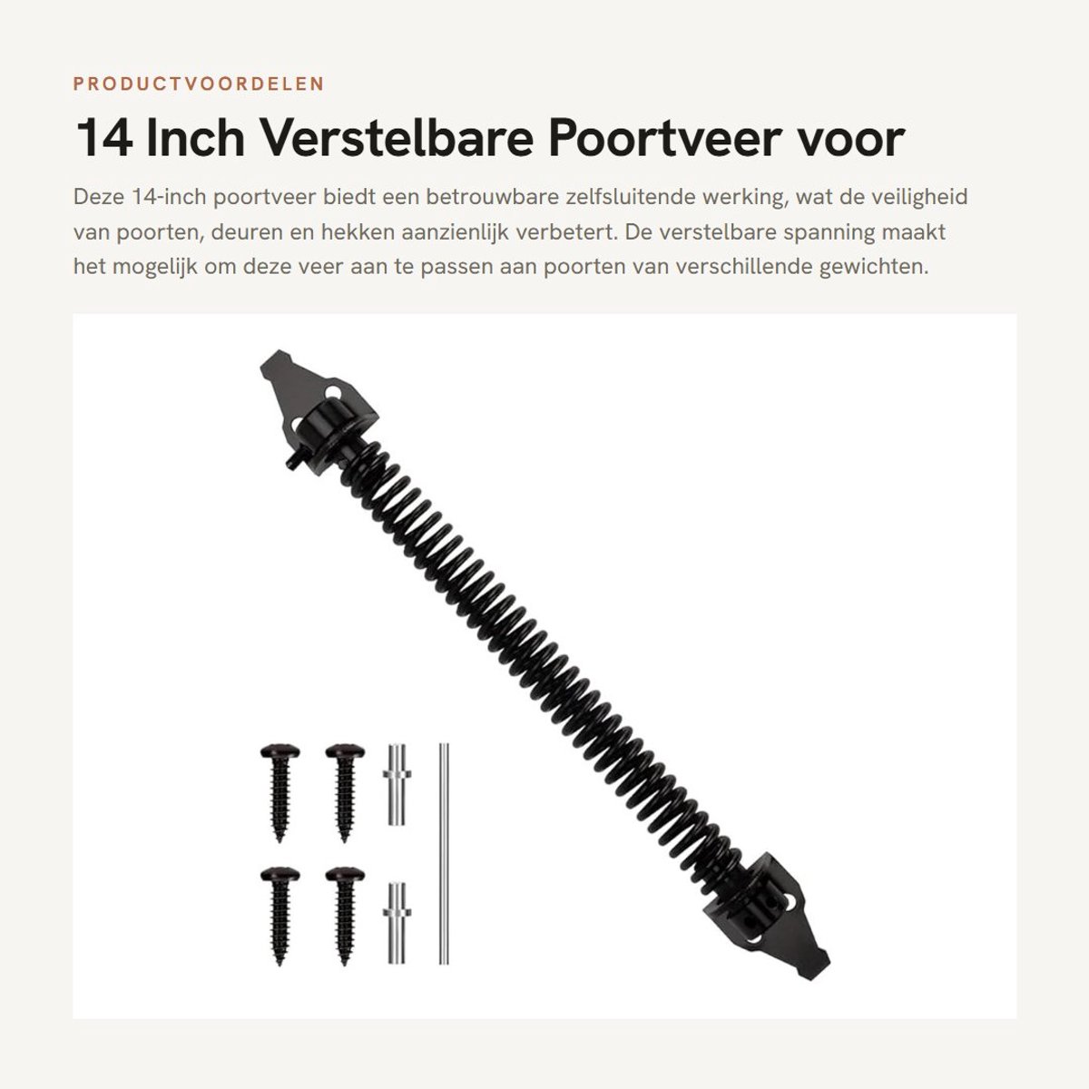 Dailygoods - 14 Inch Verstelbare Poortveer voor Houten Poorten en Hekken