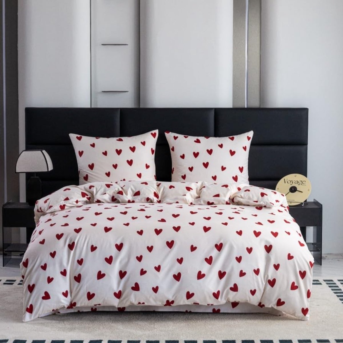 Dailygoods- Beddengoedset 3-delig - Dekbedovertrek 135 x 200 cm - Kussensloop 70 x 80 cm - Harten - Katoen - Wit