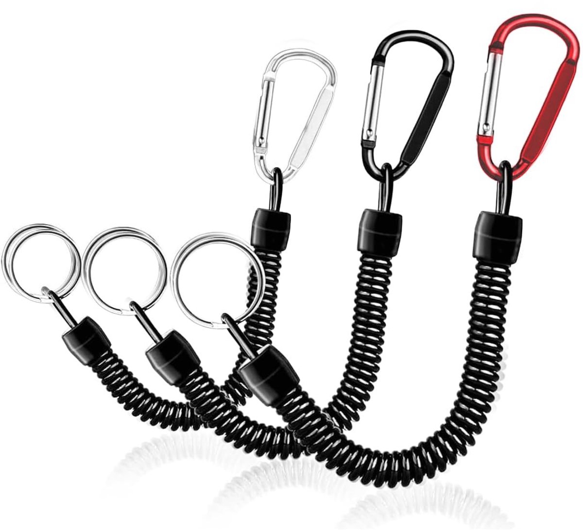 Dailygoods- Spiraalsleutelhanger - Uittrekbaar - Karabijnhaak - Hoogwaardig Staaldraad - TPU-Rubberen Coating - Duurzaam en Roestvrij - Sleutelhanger