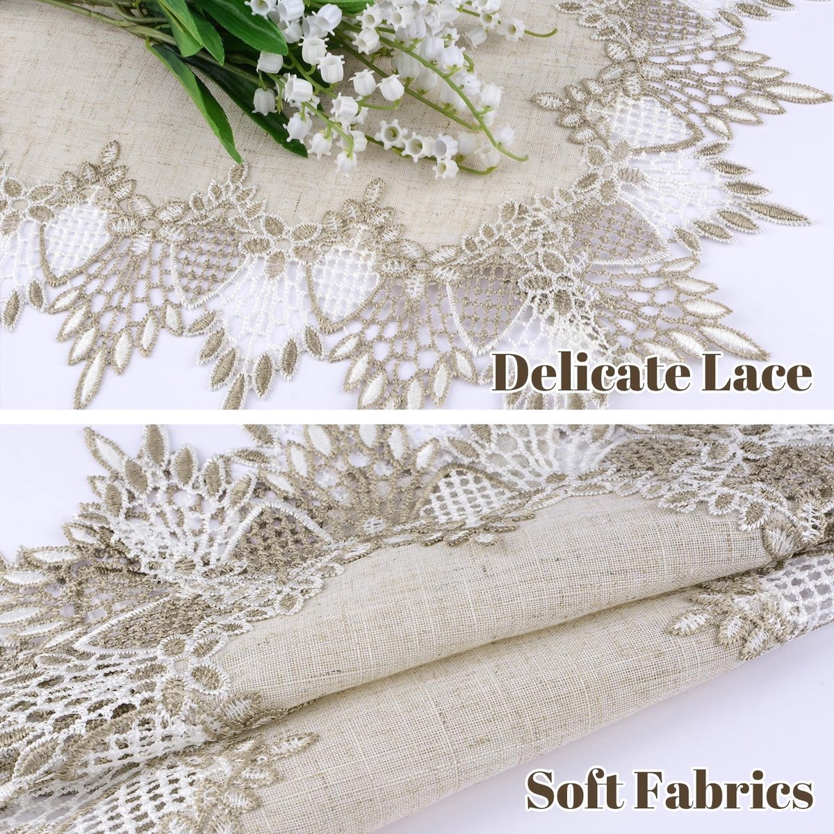 Dailygoods- Tafelkleed Elegant Kant Design - 35 Rechthoekige Tafelkleden - 50 cm x 35 cm - Hoogwaardig Linnen - Decoratief voor Eettafel - Duurzaam en Stijlvol - Tafelmat