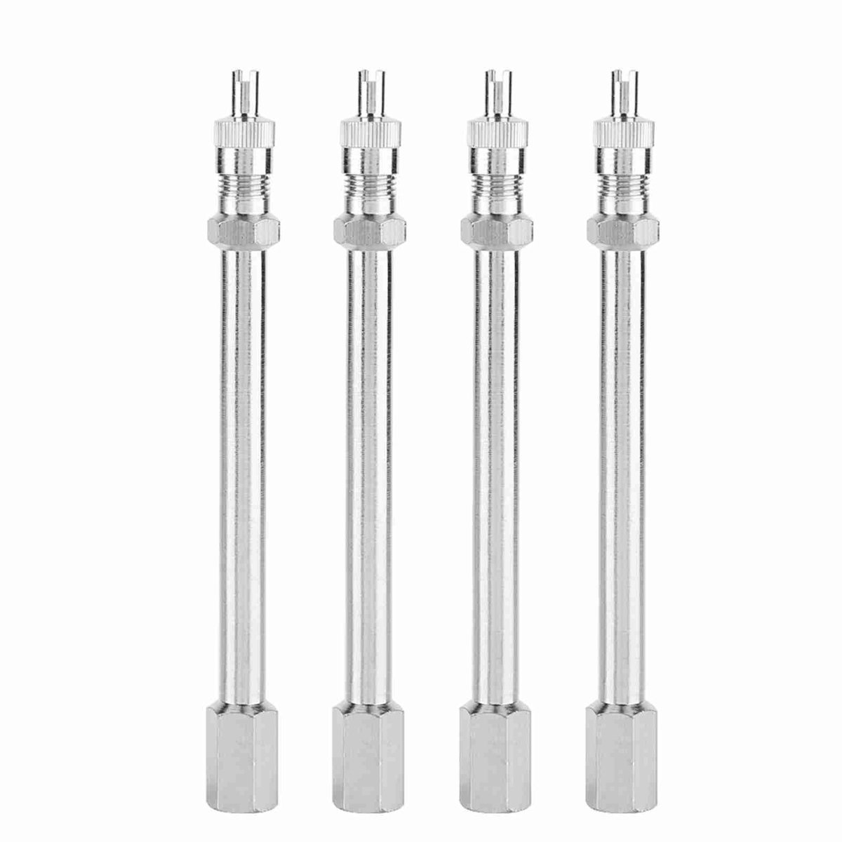 Dailygoods- Ventielverlengstuk 100 Mm - Verchroomd - Veilig in gebruik - Geschikt voor Auto/Bussen/Vrachtwagens - Hoogwaardige Kwaliteit - Gemakkelijk Opblazen - Bandadapter