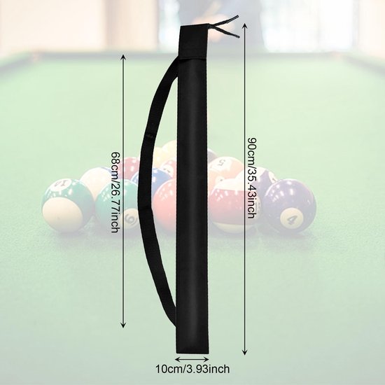 Dailygoods - Pool Cue Stick Tas - Snooker Draagtas - Zwart - Biljart Keu Bescherming - Geschikt voor 1/2 Biljart - 35 Inch van Dailygoods — afbeelding 3
