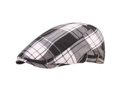 Dailygoods - Lifup Unisex Newsboy Hoed Verstelbare Platte Cap Katoen Plaid Gatsby Ivy Golf Cabbie Hoed, Zwart Wit, one size