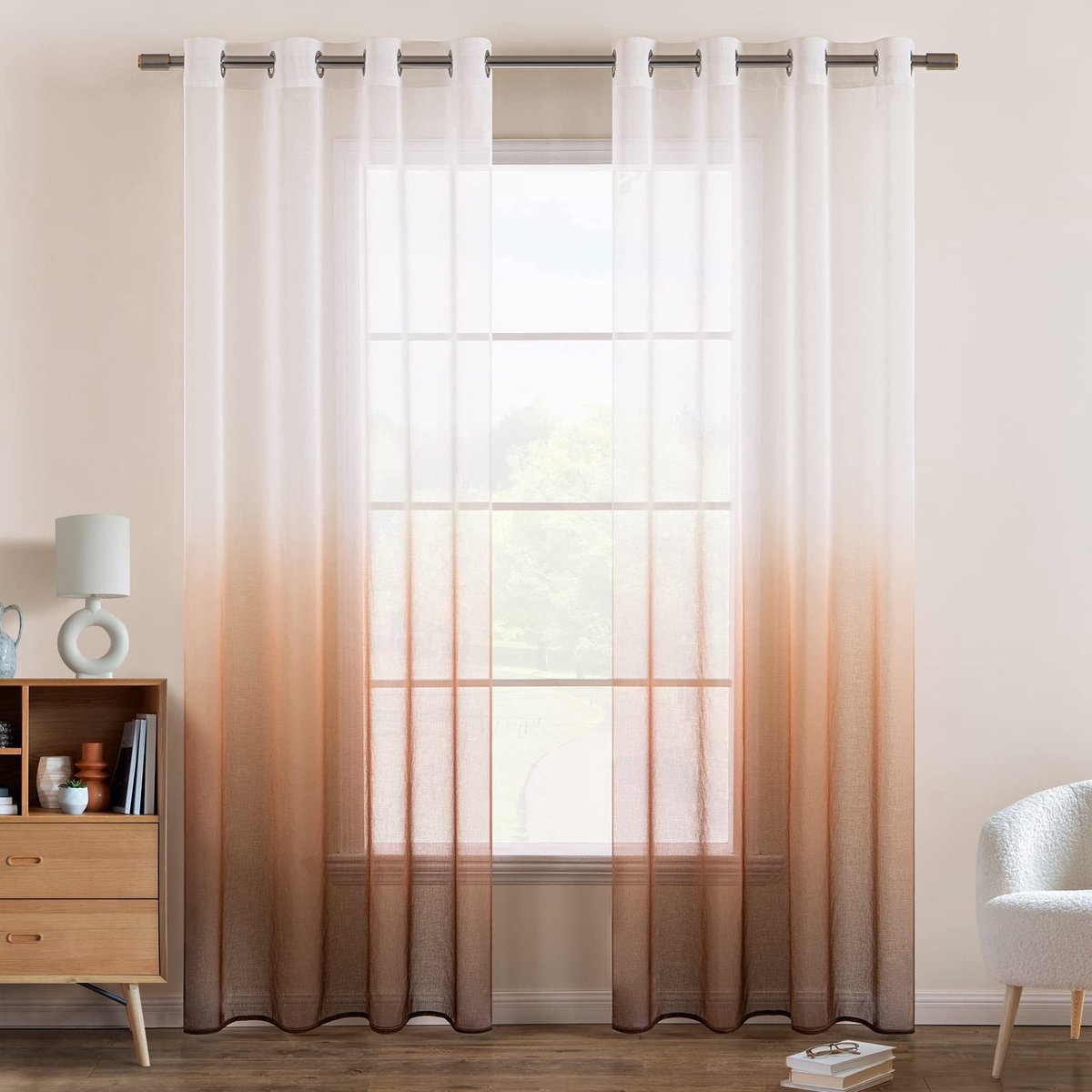 Dailygoods- Vitrage Transparant Kleurverloop - Set van 2 - Decoratieve Gordijnen - 215 x 140 cm - Blokkeert 95-99% Licht - Geschikt voor Slaap- en Woonkamer - Raamdecoratie
