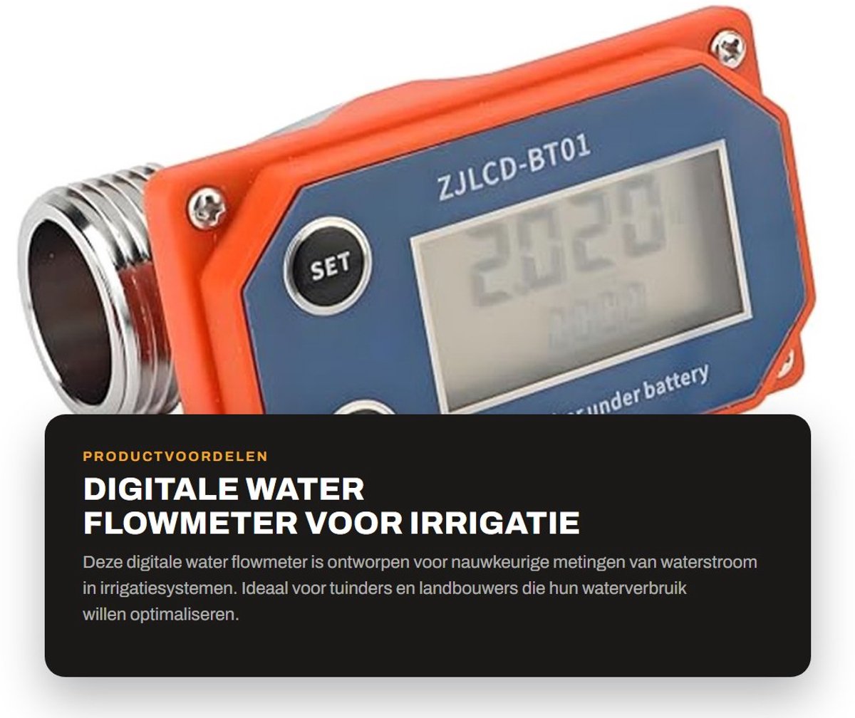 Dailygoods- Waterflowmeter Digitale Sensor - RVS - Zuur/Alkali Weerstand - Irrigatie - Tuinslang - Hoogwaardige Kwaliteit - Stroommeter