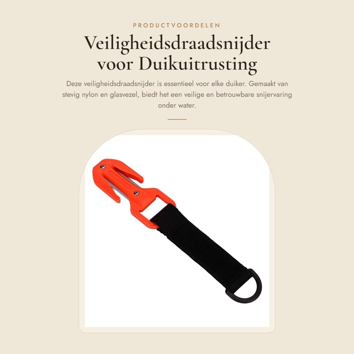 Dailygoods- Duikmes Veiligheidsdraadsnijder - Dubbelzijdige Snijder - Roestvrij Staal Lemmet - Inclusief Opbergtas - Stevige Nylon Behuizing